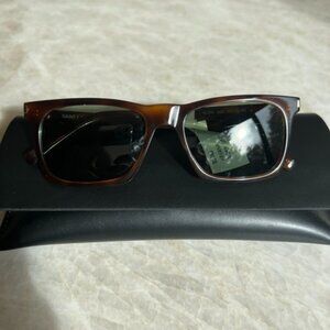 Saint Laurent Men's Havana Slim Acetate Rectangle Sunglasses in Tourtoise